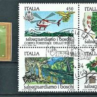 Italien 1984 " Natur-Schutz d. Wälder Mi 1879-82 4er Blatt Satz ZD Gestempelt ° Top