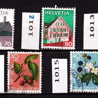 Sz051 - Schweiz Mi. Nr. 1011 + 1012 + 1013 + 1014 + 1015 o <