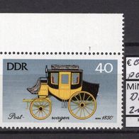 DDR 1976 Historische Kutschen MiNr. 2151 postfrisch Eckrand oben links