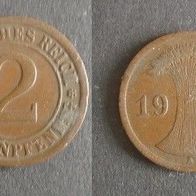Münze Deutsches Reich: 2 Rentenpfennig 1924 - A