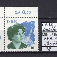 DDR 1963 Besuch sowjetischer Kosmonauten MiNr. 993 postfrisch Eckrand oben links