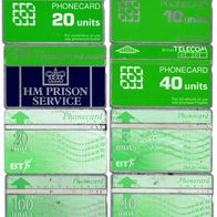 8 verschiedene Telefonkarten Großbritannien , leer