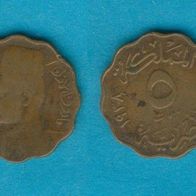 Ägypten 5 Milliemes 1938 Bronze braun