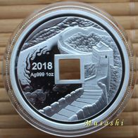 China Dragon & Phönix Cash Coin 2018 1 Unze 1 Oz Silber Proof PP