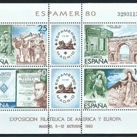 Spanien 1980 " Brief Marken Ausstellung Espamer Block 21 Mi 2471-2474 Postfrisch * *