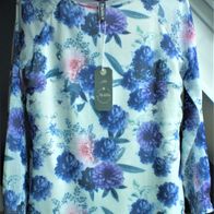 Damen Bluse mit Futter Weiß-Blau-Flieder-Grün-Rosa Schiffon Blume Gr.36 Multiblu
