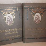 Ferdinand Freiligraths Sämtliche Werke in 2 Bänden, Bd. 1 und 2, ca. 1900