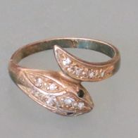 Schlangen-Ring 2 Steine + Splitter, 925er Silber, Echtschmuck, Ringmaß ca. 1,6 cm