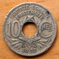 10 Centimes 1922 Frankreich