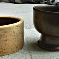 2 X Dekoration Keramik Vase Beige und Dunkel Braun 4cm und 6cm hoch
