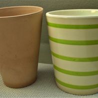 2 X Dekoration Keramik Vase Braun und Beige-Grün 14,5cm und 14cm hoch