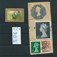 GB 1972 Briefstück mit Marken Set Mi 564 571 von 71 & 611 / 72 Großbritannien °