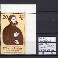 DDR 1982 500. Geburtstag von Martin Luther (I) MiNr. 2755 postfrisch Eckrand ore