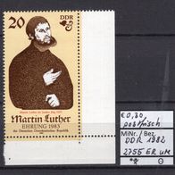 DDR 1982 500. Geburtstag von Martin Luther (I) MiNr. 2755 postfrisch Eckrand ure