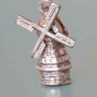 Silberner Anhänger, Windmühle, 925er Silber, Echtschmuck, für z. B. Bettelarmbänder