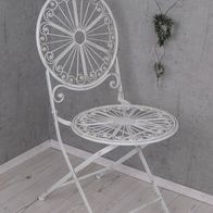 Eisenstuhl Shabby Chic Garten Klappstuhl Stuhl weiß Metall Gartenstuhl