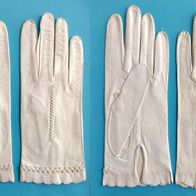 elegante alte Damen Handschuhe Gr. 7 aus weißem Waschleder aus den 1950er Jahren