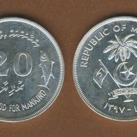 Malediven 20 Rufiyaa 1977 FAO More Food for Mankind Silber