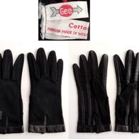 GEA elegante alte schwarze Damen Netz-Handschuhe Gr. 7 mit Leder a. d. 1950er Jahren