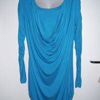 Body Flirt Extravagant Blau Shirt Wasserfallkragen Gr. 40/42 Longshirt