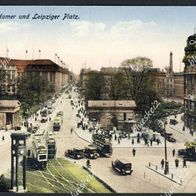 Postkarte Berlin: Potsdamer und Leipziger Platz, Straßenbahn