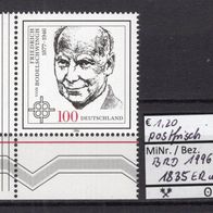 BRD / Bund 1996 50. Todestag Friedrich von Bodelschwingh MiNr. 1835 postfrisch ER uli