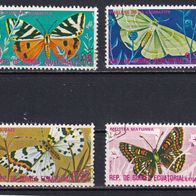 Äquatorial-Guinea, 1975, Schmetterlinge, 4 Briefm., gest.