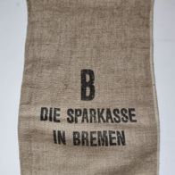 Ia055) Original: Sparkasse Bremen: Geldsack / Jute- Münzsack aus DM-Zeiten (ca. 30cm)