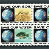 USA 1970 " Stoppt die Umweltverschmutzung Mi 1012-1015 4er KlB.. Rand 13c Postfr. * *