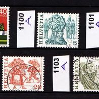 Sz058 - Schweiz Mi. Nr. 1097 + 1100A + 1101A + 1102A + 1103A o <