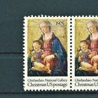 USA 1975 " Christmas 75 Weihnachten Satz Mi. 1189 Einzel & 1190 Paar Gestempelt ° US