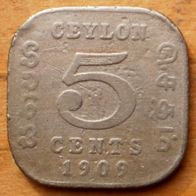 5 Cents 1909 Ceylon