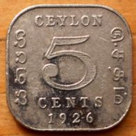 5 Cents 1926 Ceylon