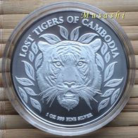 Lost Tigers of Cambodia 2022 Silbermünze 1 Oz Unze (gekapselt) Erstausgabe