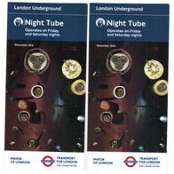 London Tube U-Bahn NEU Night Tube Taschenpläne Ausgabe hier 12/2016: 2 Stück NEU