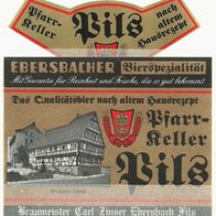 Bieretikett "Pfarrkeller-Pils" Adler Brauerei † 1986 (C. Zinser) Ebersbach a. d. Fils