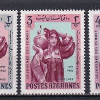 Afghanistan, 1963, Mi. 823, 824, 825, Tag der Frau, 3 Briefm., postfr