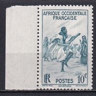 Franz. Westafrika, Afrique Occidentale, 1947, Mi. 34, Tanz, 1 Briefm., ungebr.