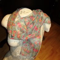 Schal hellblau Blumen bunt NEU