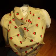 Tuch Vintage 100% Wolle beige Rosen
