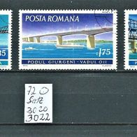 Rumänien 1972 " Donaubrücken Mi 3020 - 3022 kompletter Satz Gestempelt ° RO Brücken