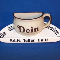 Keramik Gedeck für die halbe Portion, Harlekin Geschenke / Wiesbaden 1977