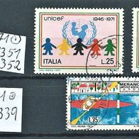 Italien 1971 " 25 Jahre UNICEF + Kanu .. Mi.1351-1352 + 1339 Klein Lot Gestempelt °