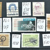 Kanada " 8er Lot Marken Mi 510 538/40 854 900 966 987 1038 Gestempelt ° CDN Canada