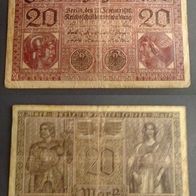 Banknote Deutsches Reich: Darlehnenskassenschein 20 Mark 1918