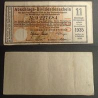 Banknote Deutsches Reich: Abschlags - Dividendenschein von 1935