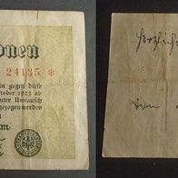 Banknote Deutsches Reich: 10 Millionen Mark 1923 mit Beschriftung auf Rückseite # 1