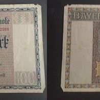 Banknote Deutsches Reich: Bayerische Banknote 100 Mark 1922
