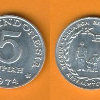Indonesien 5 Rupiah 1974 FAO Top