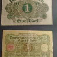 Banknote Deutsches Reich: Darlehnenskassenschein 1 Mark 1920